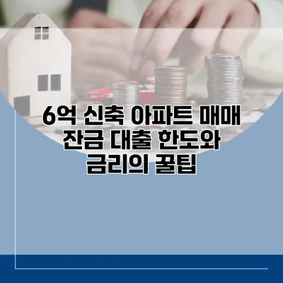 6억 신축 아파트 매매 잔금 대출 한도와 금리의 꿀팁
