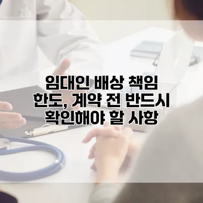 임대인 배상 책임 한도, 계약 전 반드시 확인해야 할 사항