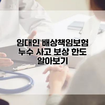 임대인 배상책임보험 누수 사고 보상 한도 알아보기
