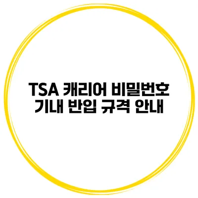 TSA 캐리어 비밀번호 기내 반입 규격 안내