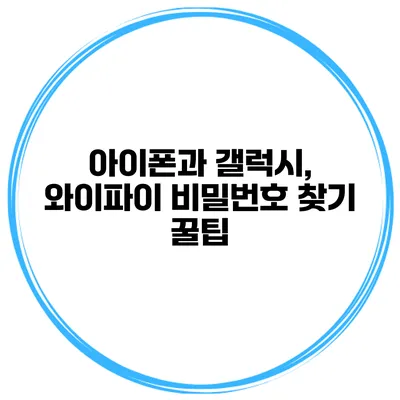 아이폰과 갤럭시, 와이파이 비밀번호 찾기 꿀팁