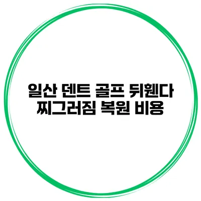 일산 덴트 골프 뒤휀다 찌그러짐 복원 비용